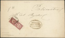 Regno - Vittorio Emanuele II - Servizio - Grande plico affrancato con 20 cent + 1 lira (3 + 5)