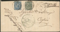 Regno - Umberto I - Uso misto del 5 cent DLR (L16) con il 25 cent Umberto (40)