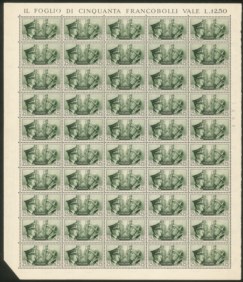 Regno - Vittorio Emanuele III - 1941 - Splendida serie completa Non Emessi Fratellanza d'Armi (457A/457C) in fogli di 50 esemplari