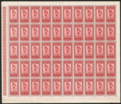 Regno - Vittorio Emanuele III - 1943 - Foglio di 50 esemplari del contrassegno per licenza/congedo (Unificato 40)