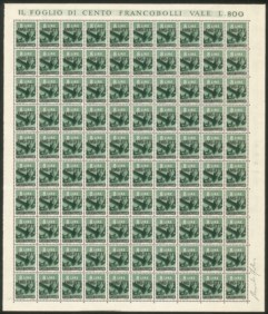 Trieste  - Trieste AMG FTT - 1949 - Splendido foglio di 100 esemplari del 8 lire Democratica (61)