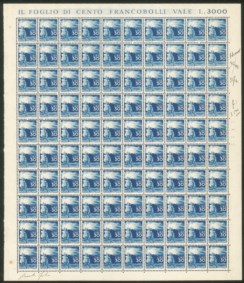 Italia - Repubblica - 1947 - Splendido foglio di 100 esemplari del 30 lire Democratica (563)