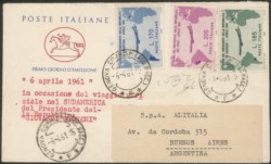 Italia - Repubblica - Busta da Genova 6.4.61 per Buenos Aires (senza arrivo)