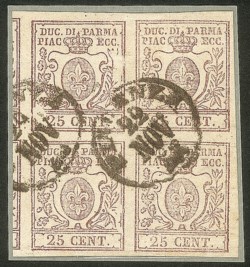 Antichi Stati Italiani - Parma - Quartina del 25 cent bruno lilla (10)