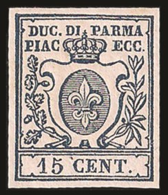 Antichi Stati Italiani - Parma - Prove d'Archivio - Prova c.15 azzurro (P1)
