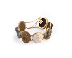 Gold bracelet with lava stone cameos