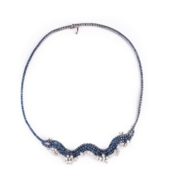 Damiani, gold necklace with diamonds and sapphire, Flutti collection, 2000s