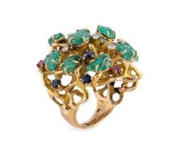 Masenza, gold ring with emeralds, sapphires, rubies, and diamonds, ca. 1960