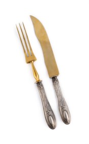 Silver serving cutlery set, Italy