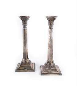 Pair of 925 silver candlesticks, England, early 20th century