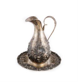 Silver jug and plate, Italy, 20th century