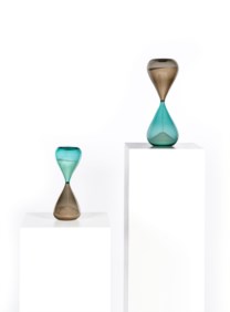 Two two-tone hourglasses