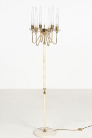 Brass and marble floor lamp
