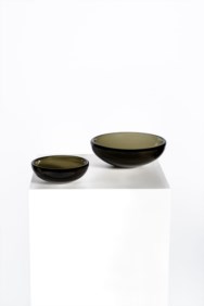 Pair of smoked glass ashtrays