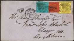 Antichi Stati Italiani - Stato pontificio - Affrancature tricolore per la Scozia su bustina da Roma 24 MAR.69