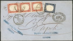 Antichi Stati Italiani - Sardegna - Lettera via di mare affrancata con 20 cent azzurro oltremare scuro