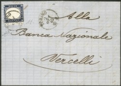 Regno - Vittorio Emanuele II - Lettera affrancata con 20 cent indaco (2nfa)