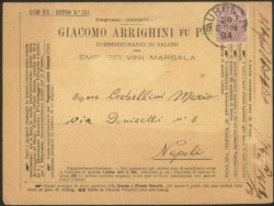 Regno - Umberto I - Listino affrancato per triplo porto con 60 cent violetto Umberto (47 cat.950)