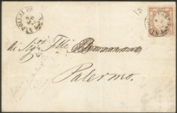 Antichi Stati Italiani - Napoli - Falso per posta del 10 grana II tipo effige tipo C colore arancio (F8 cat.7000)