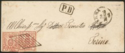 Antichi Stati Italiani - Parma - Busta affrancata con due esemplari del 15 cent vermiglio (9)