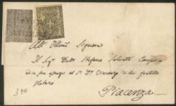 Antichi Stati Italiani - Parma - Lettera con 5 cent giallo + 10 cent nero (1/2)
