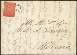 Antichi Stati Italiani - Parma - Lettera con 15 cent vermiglio (7e)