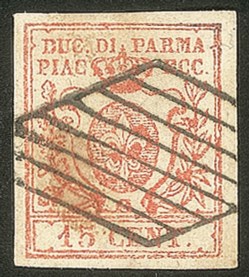 Antichi Stati Italiani - Parma - 1859 - 15 cent vermiglio (9b)