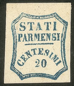 Antichi Stati Italiani - Parma - 1859 - Fresco esemplare del 20cent azzurro (15)
