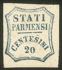 Antichi Stati Italiani - Parma - 1859 - 20 cent azzurro (15f)