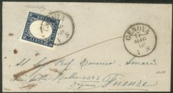 Antichi Stati Italiani - Sardegna - splendido esemplare del 20 cent azzurro scurissimo (15C)