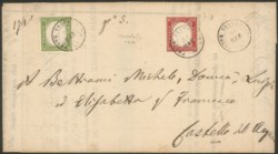 Antichi Stati Italiani - Sardegna - Annullamenti - Mandato di pagamento affrancato con 5 cent + 40 cent (130 + 16E)