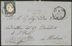 Antichi Stati Italiani - Sardegna - Annullamenti - esemplare ben marginato del 20 cent azzurro grigio (15Cc)