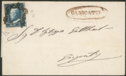 Antichi Stati Italiani - Sicilia - Bell'esemplare del 2 grana azzurro scurissimo (8a)