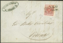 Antichi Stati Italiani - Lombardo Veneto - Annullamenti  - Legnago (azzurro - P.ti 12)