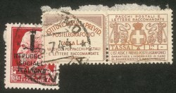 Repubblica Sociale - Provvisori - Frammento d'affrancatura d'emergenza composta da 75 cent (494)