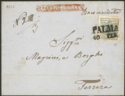 Antichi Stati Italiani - Lombardo Veneto - Annullamenti  - Palma su lettera raccomandata (R2 rosso - 11 P.ti)