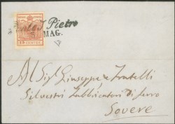 Antichi Stati Italiani - Lombardo Veneto - Annullamenti  - Ponte S. Pietro in azzurro nerastro (P.ti 8)