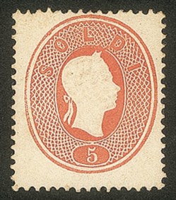 Antichi Stati Italiani - Lombardo Veneto - 1861 - 5 soldi rosso chiaro (33a)