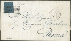 Antichi Stati Italiani - Modena - Lettera spedita da Modena a Roma affrancata con 40 cent. azzurro (Sass. 6)