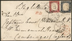 Regno - Vittorio Emanuele II - Mista Sardegna/Regno - busta affrancata con 40 cent rosso carminio (16D)
