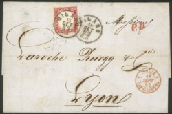 Regno - Vittorio Emanuele II - Esemplare del 40 cent rosso carminio (3pa)