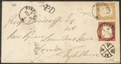 Regno - Vittorio Emanuele II - Mista Sardegna/Regno - Bustina affrancata con 80 cent giallo arancio chiaro (17B)