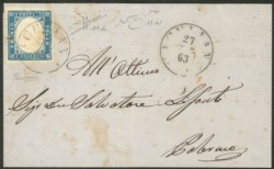 Regno - Vittorio Emanuele II - Esemplare del 15 cent celeste latteo (11d)
