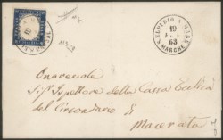 Regno - Vittorio Emanuele II - Esemplare del 15 cent indaco con riflessi violacei (11g)