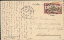 Regno - Vittorio Emanuele III - Cartolina illustrata da Abbazia affrancata con 60 + 30 cent Anno Santo (172)