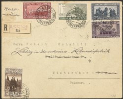 Regno - Vittorio Emanuele III - Busta raccomandata con affrancatura multipla di cinque valori