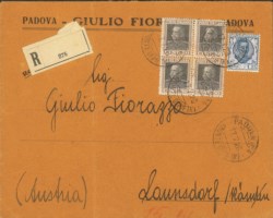 Regno - Vittorio Emanuele III - Busta affrancata con 1,25 lire Floreale (202)