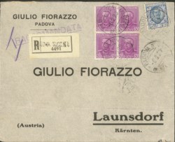 Regno - Vittorio Emanuele III - Lettera raccomandata affrancata con 1,25 lire Floreale (202)