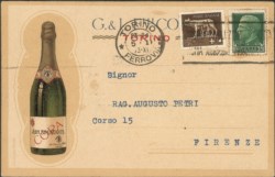 Regno - Vittorio Emanuele III - Cartolina commerciale affrancata con 5 cent + 25 cent Imperiale (243 + 248)