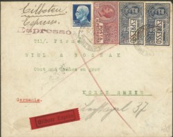 Regno - Vittorio Emanuele III - Busta espresso via pneumatica affrancata con 15 cent Pneumatica (12)